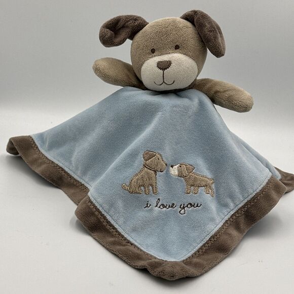 Carter's Other - Carters Puppy Dog "I Love You" Lovey‎ Rattle Security Blanket Blue Plush